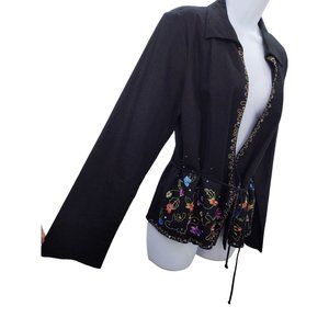 I.C.E Women's Linen Blend Floral Blazer 12